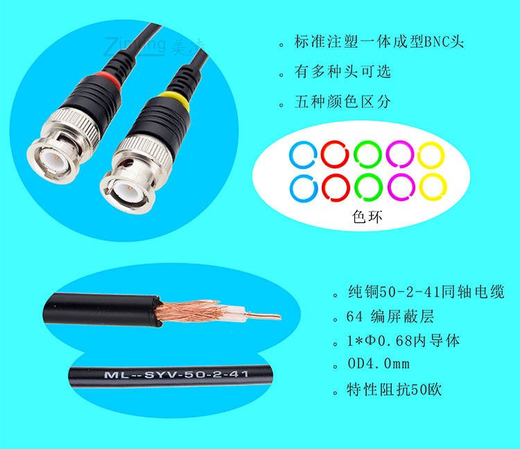 示波器连接线信号源连接线双头BNC线Q9直通线示波器探头 Y102-图0