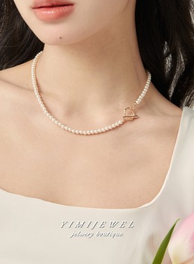 独家设计OT扣迷你珍珠项链