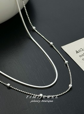 韩系简约精致925银可叠戴项链女
