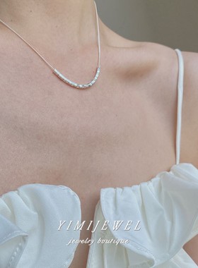 博主同款超闪小方块925银锁骨链