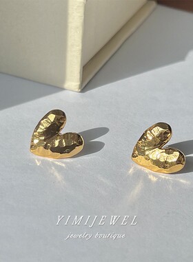 超韩系ins风金色爱心耳饰