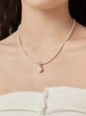 超精致水晶珍珠项链吊坠可拆卸