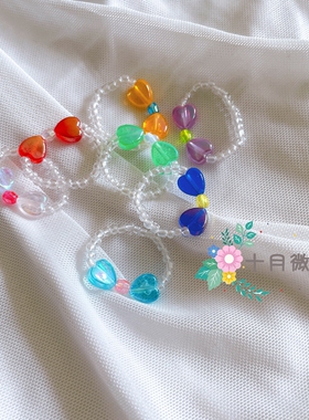 爱心串珠原创手工饰品时尚风戒指