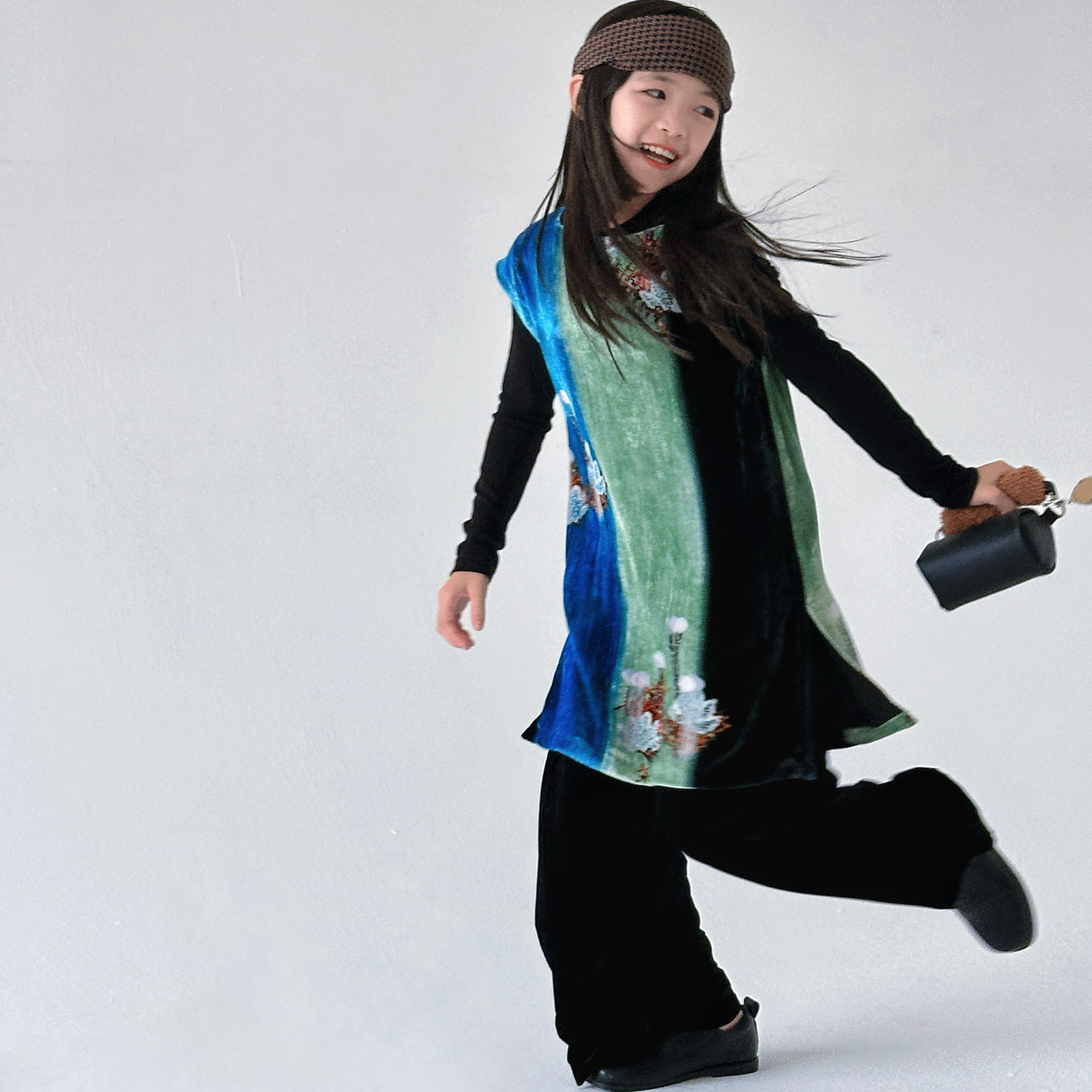 『阿那亚』小众重工渗透印100%桑蚕丝背心裙衣/半裙亲子 高级限定 - 图0