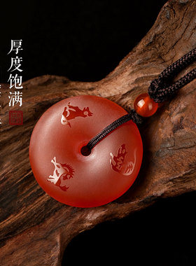 红玛瑙平安扣虎马狗寅午戌三合