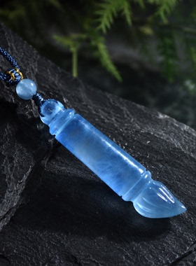海蓝宝文昌笔补水蓝色水晶挂件