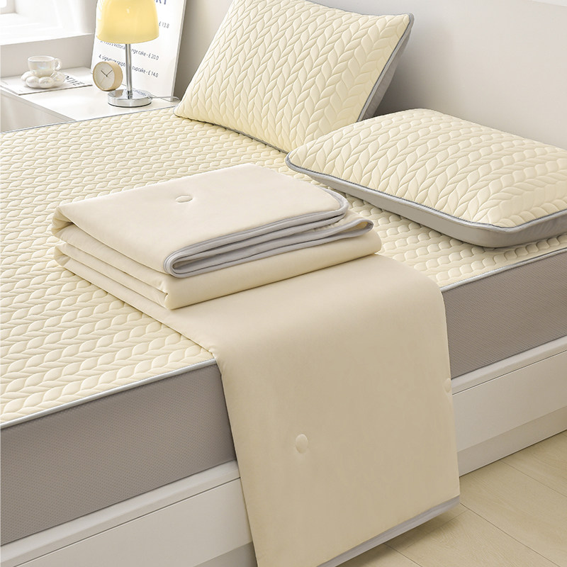 夏凉被四件套泰国乳胶凉席床笠款夏季冰丝可机水洗空调软被三件套,淘宝优惠券,粉丝福利购,淘宝优惠卷