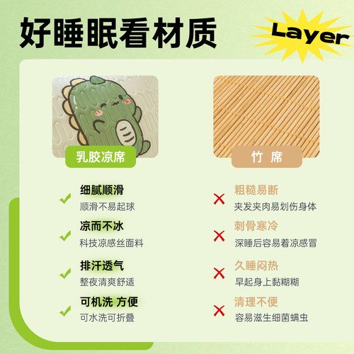乳胶凉席三四件套夏天季冰丝床笠单儿童空调席软垫可水洗2026新款 - 图0