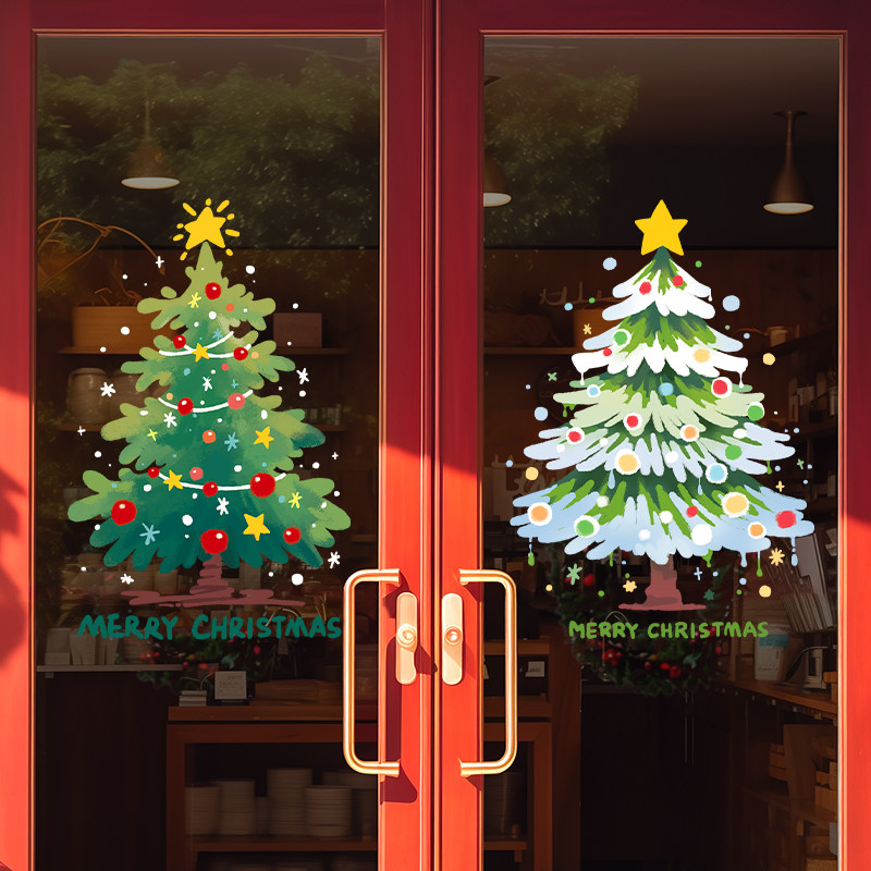 圣诞老人树静电贴橱窗贴玻璃门贴纸窗户贴画圣诞节装饰品场景布置,淘宝优惠券,粉丝福利购,淘宝优惠卷