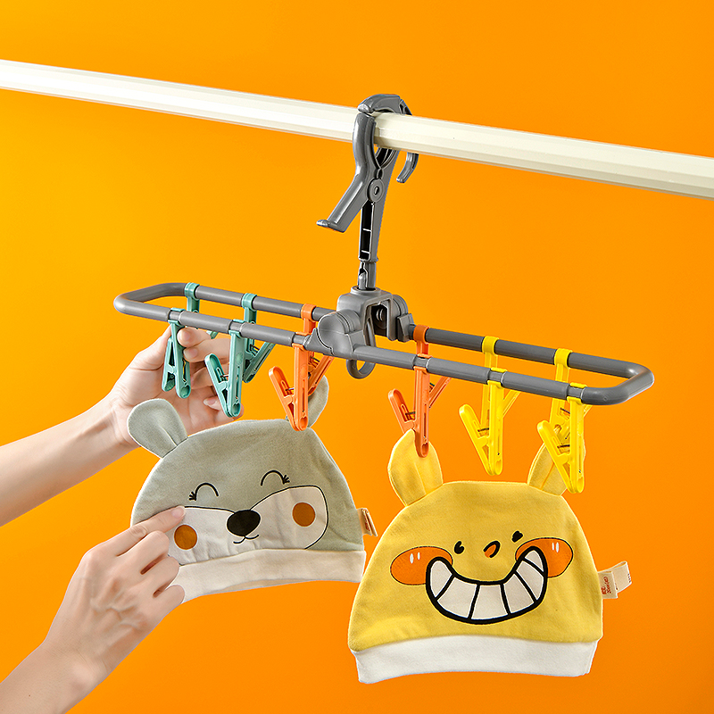 可折叠晒架便携式出差旅行装晾衣架塑料晒袜子内衣多夹子晒衣架 - 图1