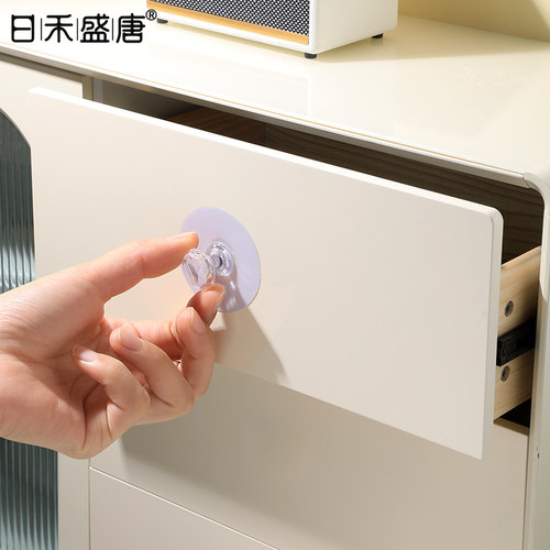 隐形柜门拉手免打孔粘贴自粘推拉门橱柜抽屉柜子衣柜玻璃窗门把手 - 图0