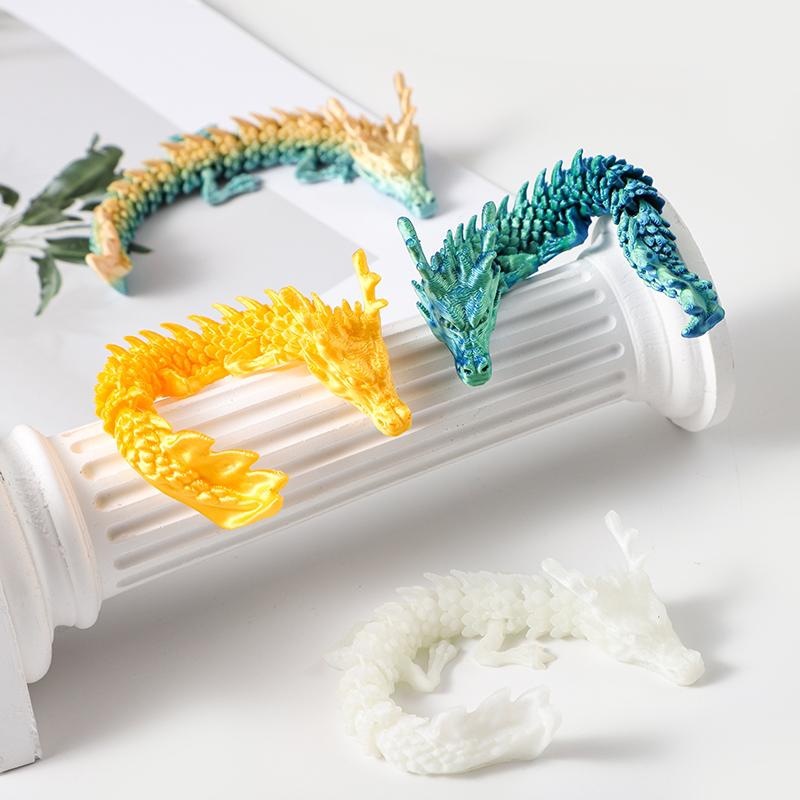 3D打印仿真动物模型玩具关节可动中国龙摆件儿童礼物鱼缸造景夜光 - 图1