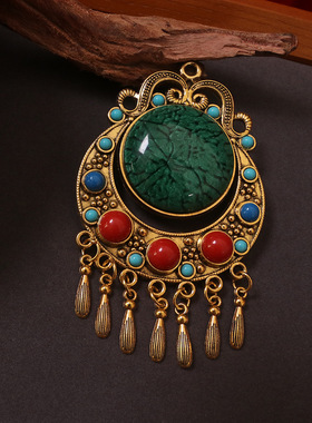 复古民族风流苏吊坠合金电镀气质l国风服装配饰蒙古族藏族额饰女