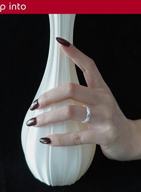 Jump into｜02·S925纯银简约风哑光拉丝宽面开口戒指