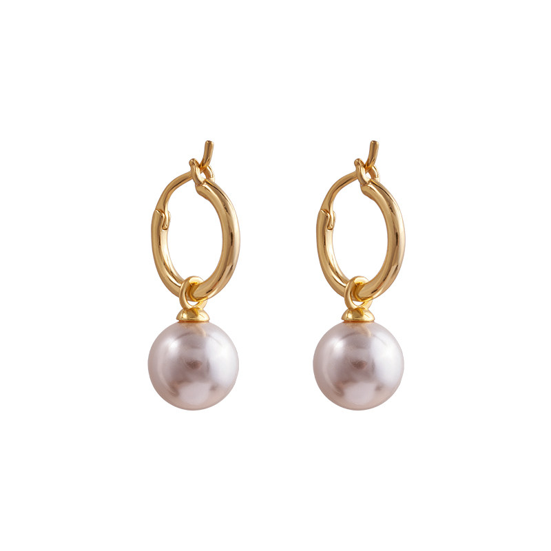 赛赛莉安刘亦菲同款纯银耳圈高级感进口正圆施家珍珠气质耳环新款,淘宝优惠券,粉丝福利购,淘宝优惠卷