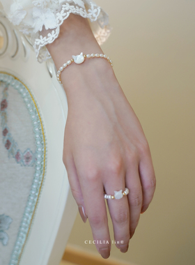 赛赛莉安可调节小众猫咪珍珠手链