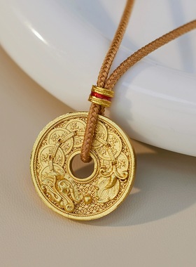 五帝钱币蛇年编绳项链