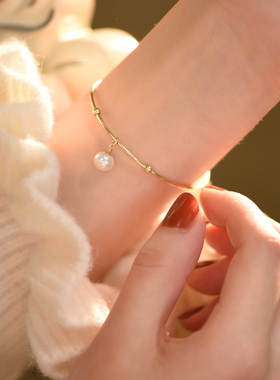 赛赛莉安高级感14K包金珍珠手镯