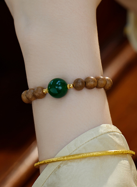 新中式天然和田玉碧玉转运珠手链