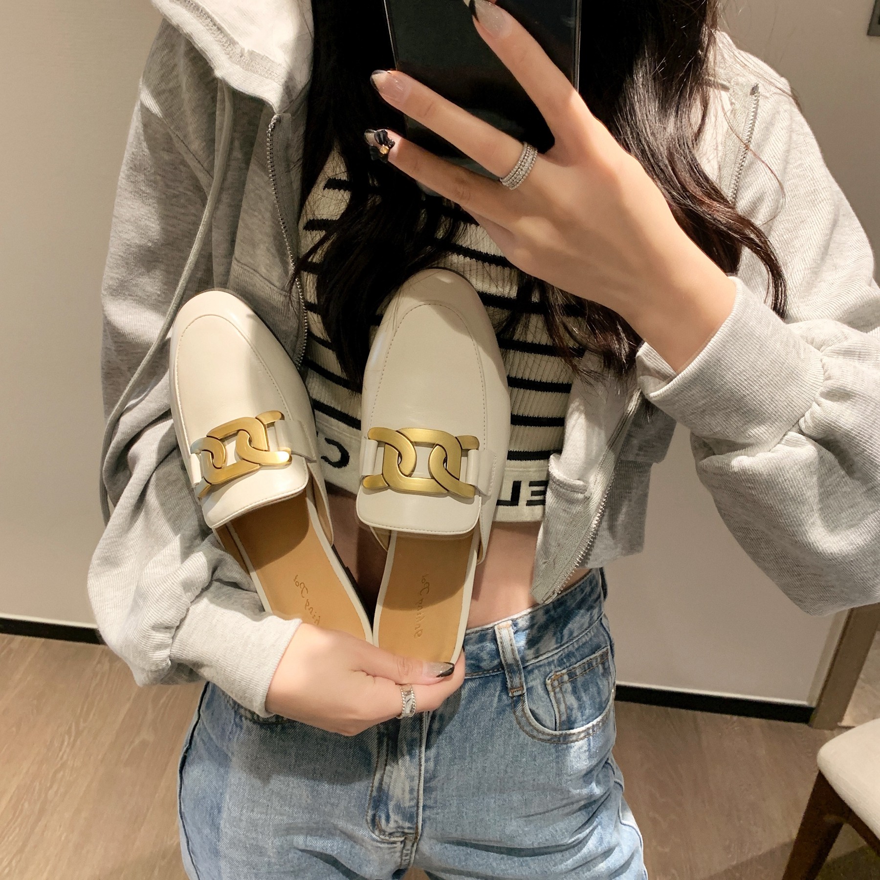 InkingPot彭姐 复古真皮麻花扣包头半拖鞋女外穿懒人鞋平底穆勒鞋,淘宝优惠券,粉丝福利购,淘宝优惠卷