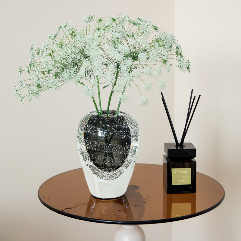 小众创意雨露内饰玻璃花瓶轻奢高级感透明插花摆件满天星鲜花装饰,淘宝优惠券,粉丝福利购,淘宝优惠卷