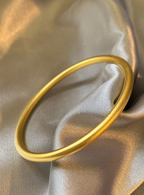 金色古法素圈手镯女新中式复古高级感手环轻奢小众简约百搭手饰品