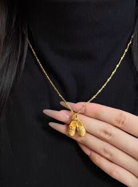 法式闪钻芭蕾舞鞋项链少女