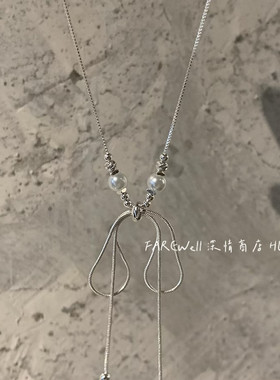 超仙ins蝴蝶结流苏蛇骨项链女