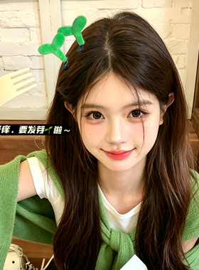 头上长草发夹创意搞怪少女发卡
