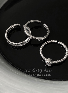 简约素圈锆石戒指女轻奢小众设计高级感食指戒个性时尚指环配饰品