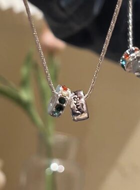 双圈彩钻项链女轻奢小众