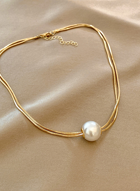 双层复古简约珍珠项链女