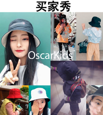 Комплект из двух частей 亲子帽宝宝男女儿童出口原单纯棉双面戴潮纯棉渔夫遮阳帽子