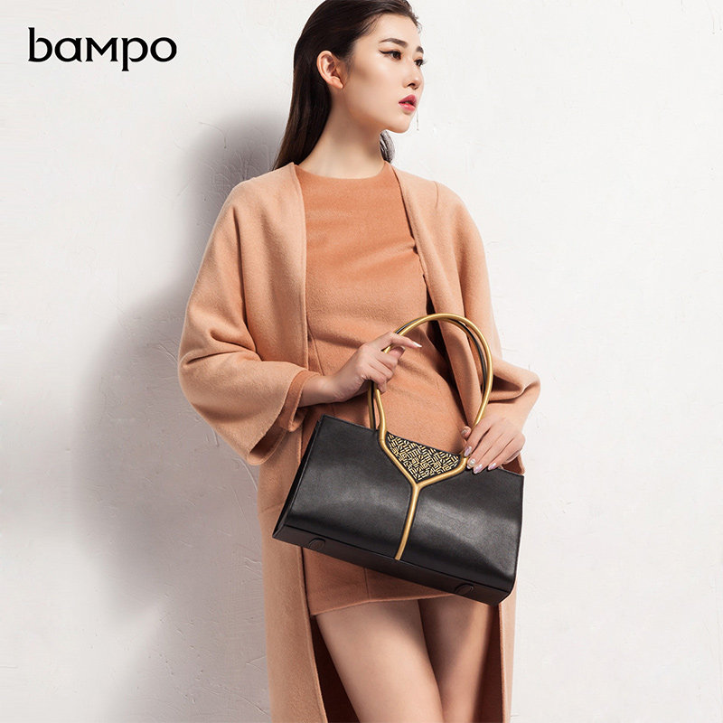 bampo半坡女商场同款轻奢波士顿包 半坡饰族女士包袋