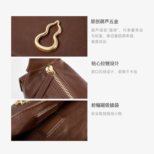 BAMPO半坡瓦檐枕头包 头层牛皮腋下单肩包轻奢高级新款原创斜挎包 - 图3