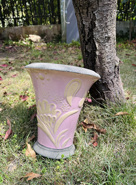 复古做旧花盆喇叭型家居庭院客厅摆件花卉花盆粗陶简易花器