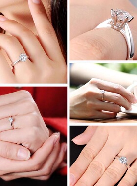S925纯银戒指莫桑钻手饰戒指经典