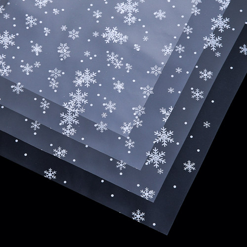 圣诞节雪花玻璃纸苹果花束包花纸花店花艺diy材料防水透明包装纸 - 图2