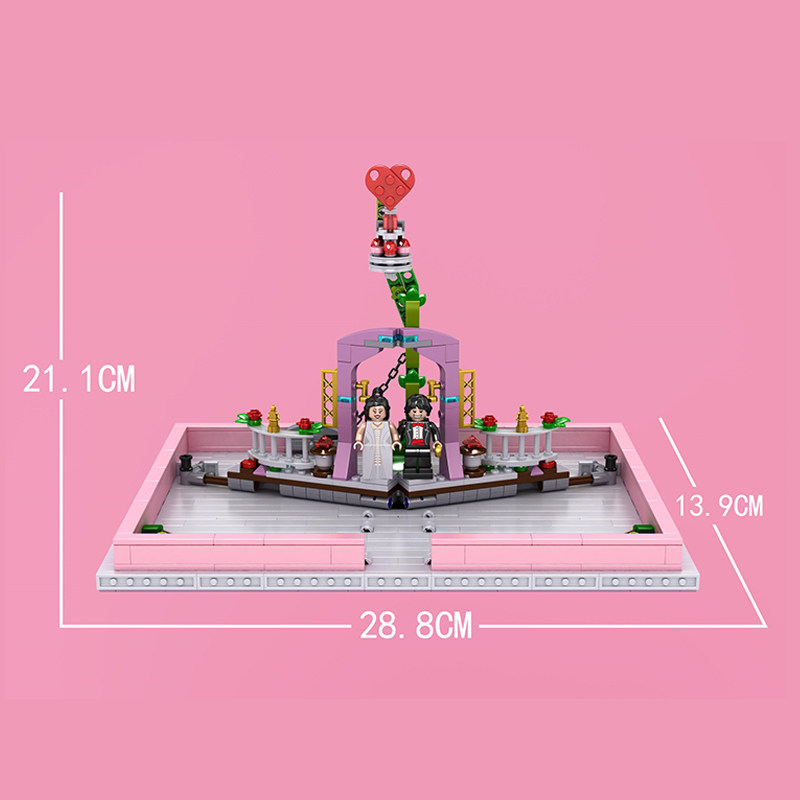 宇星情人节礼物浪漫爱情玫瑰花求婚积木书成人拼装玩具