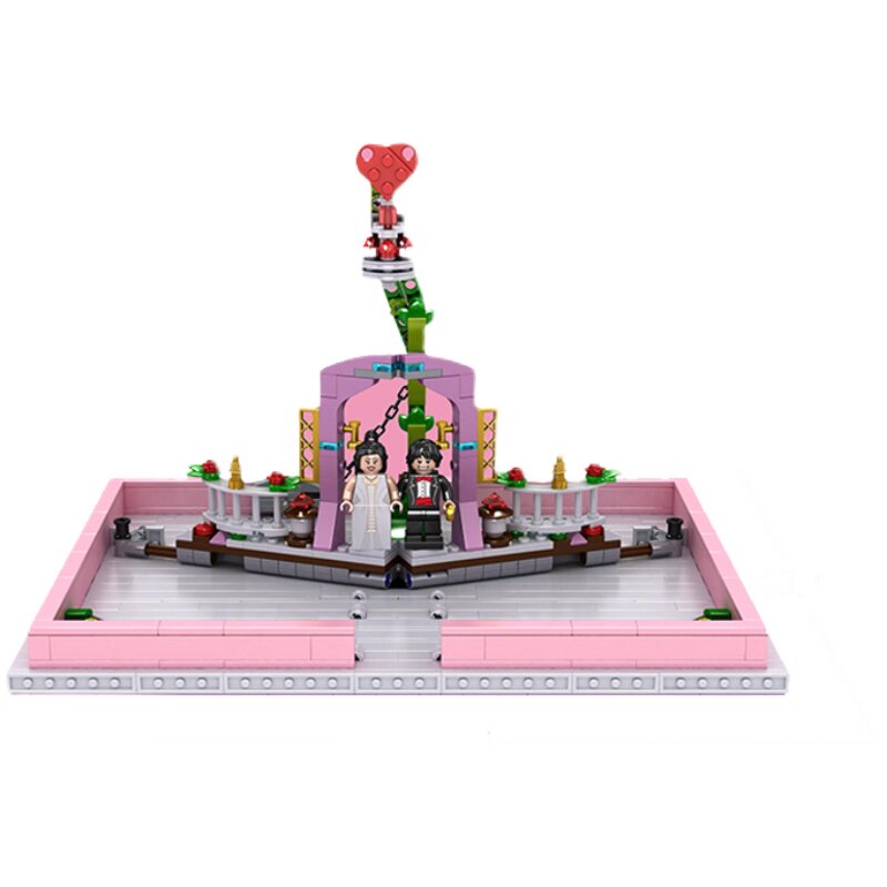 宇星情人节礼物浪漫爱情玫瑰花求婚积木书成人拼装玩具