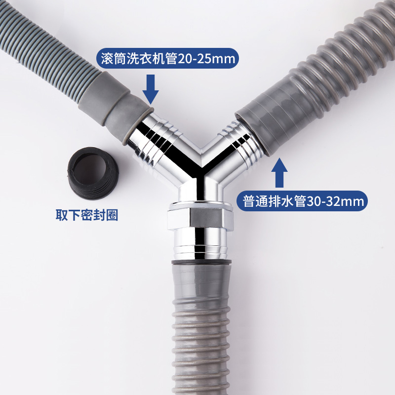 洗衣机下水三通洗手盆面盆排水管变径二合一出水转换连接地漏接头