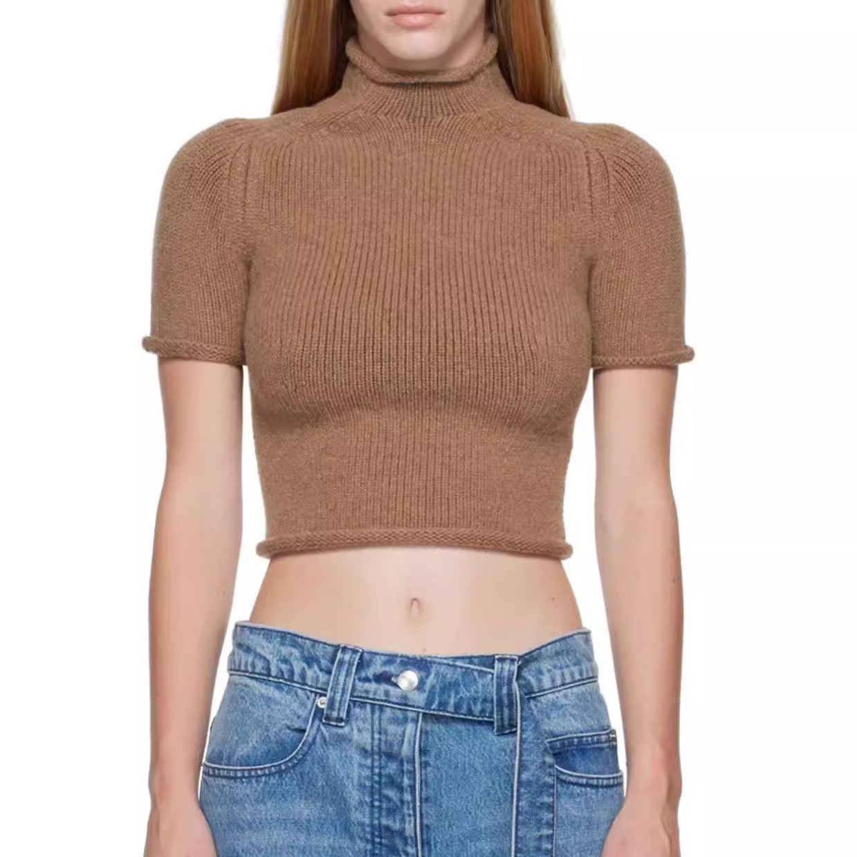 Alexander Wang 秋冬款女士修身针织衫短袖毛衣银泰百货 301596 - 图0