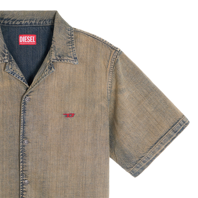 DIESEL 春夏新款男士短袖牛仔衬衫（水洗产品）银泰百货 301574,淘宝优惠券,粉丝福利购,淘宝优惠卷
