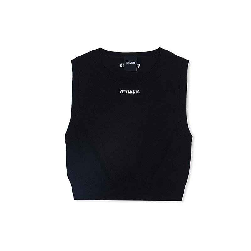 VETEMENTS纯色时尚潮流女士休闲无袖马甲针织背心 301446 - 图1