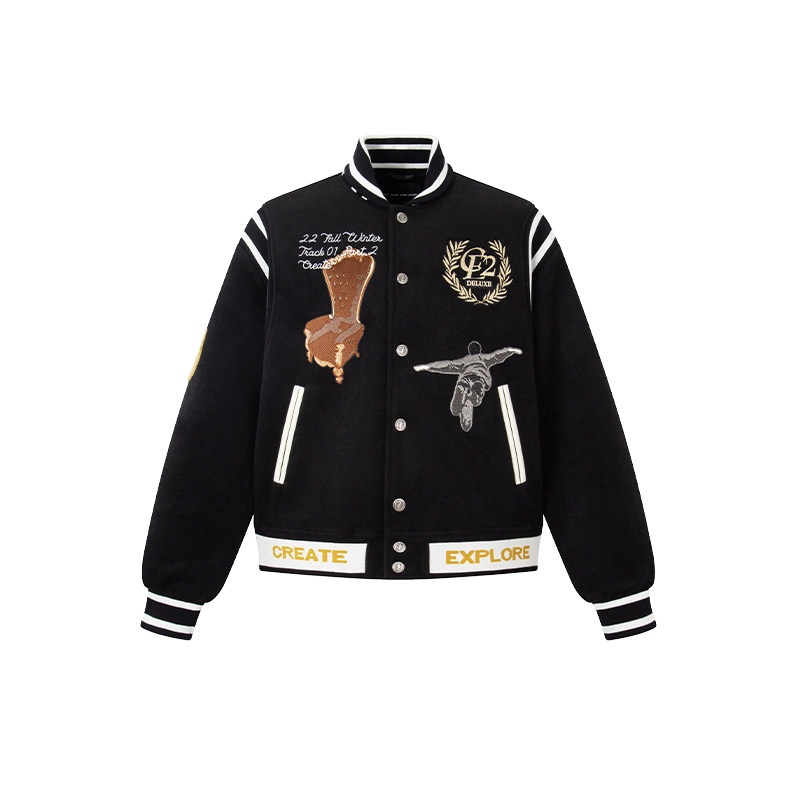 CEEC LA男女同款翻领毛呢夹棉棒球服 301360,淘宝优惠券,粉丝福利购,淘宝优惠卷