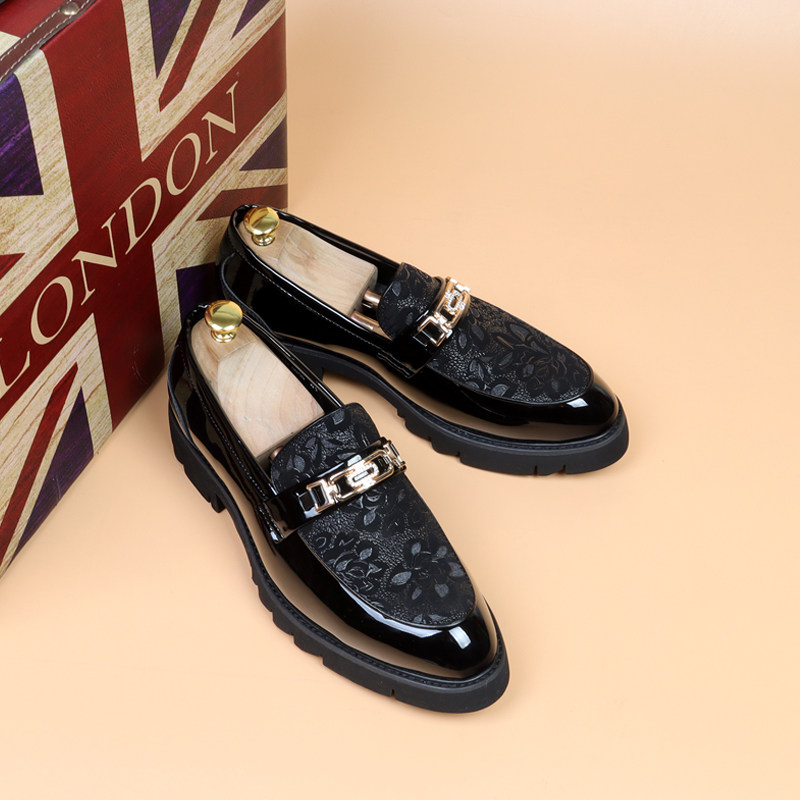 一脚蹬尖头皮鞋男夏季英伦马衔扣套脚懒人乐福鞋内增高漆皮豆豆鞋,淘宝优惠券,粉丝福利购,淘宝优惠卷