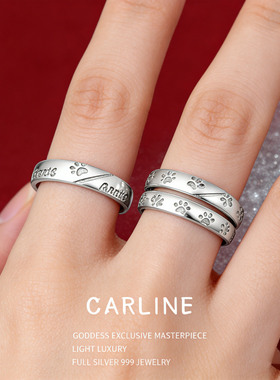 S999纯银情侣对戒小众设计戒指女生一对情侣生日圣诞节礼物送女友