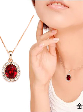 伊泰莲娜仿水晶祖母绿项链女