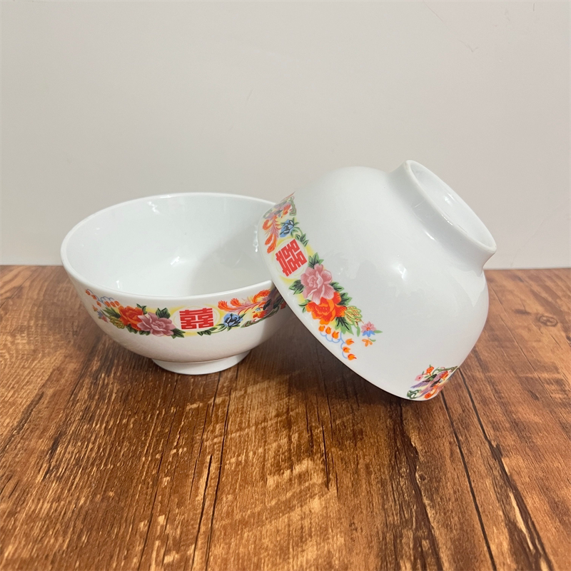 老式高脚 米饭碗 面碗 粥碗 喜庆 尺寸齐全 陶瓷酒席餐饮甜品微瑕