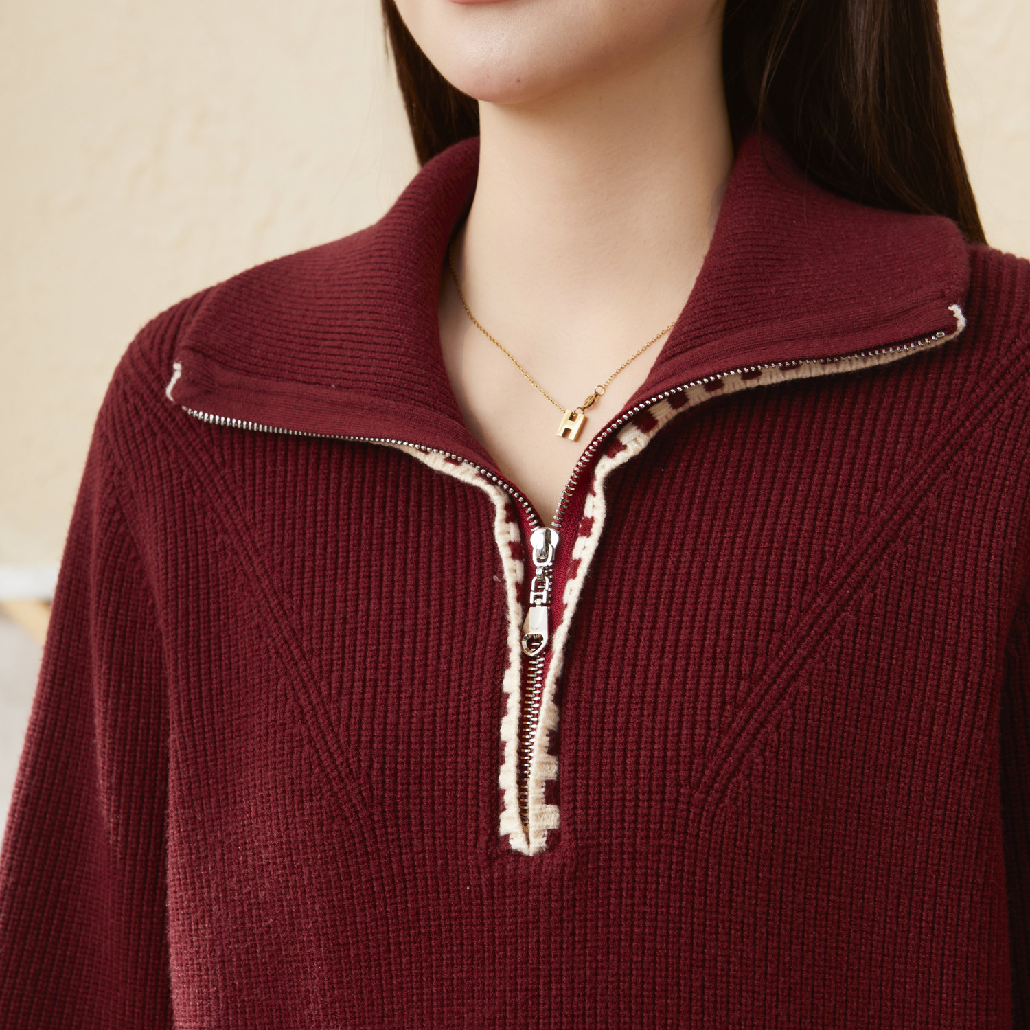 采多宝大码女装撞色提花翻领毛衣胖mm修身显瘦半拉链厚款上衣,淘宝优惠券,粉丝福利购,淘宝优惠卷